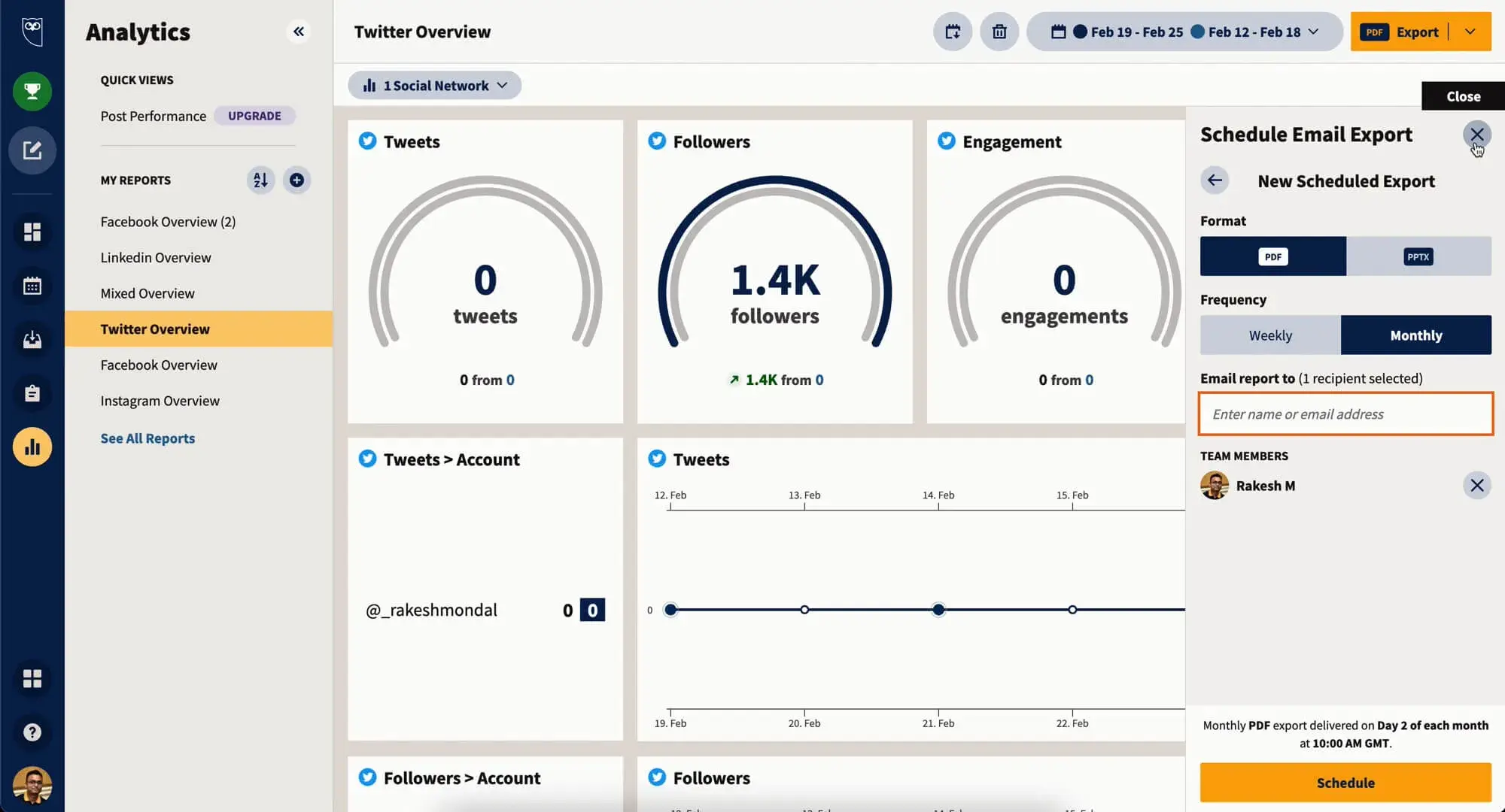 social media scheduler screenshot from hootsuite