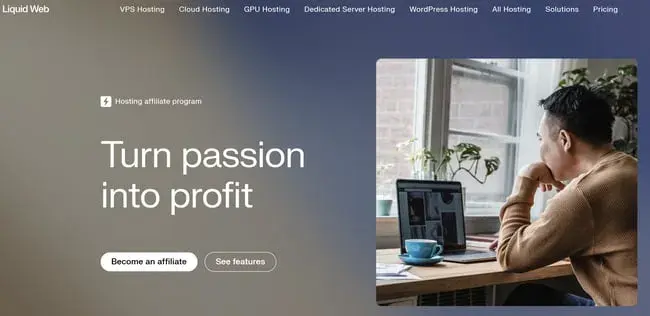 best affiliate programs for web hosting — liquid web affiliate program page with high-commission structure for managed hosting referrals
