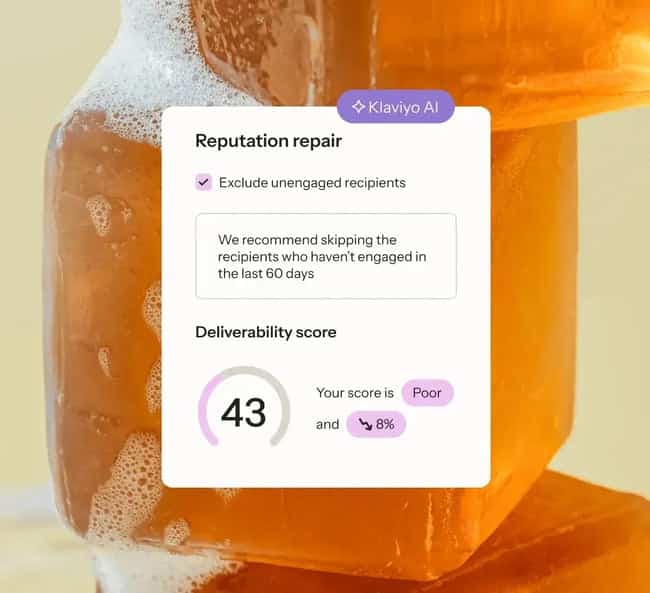 AI email delivery optimization Klavio email deliverability score