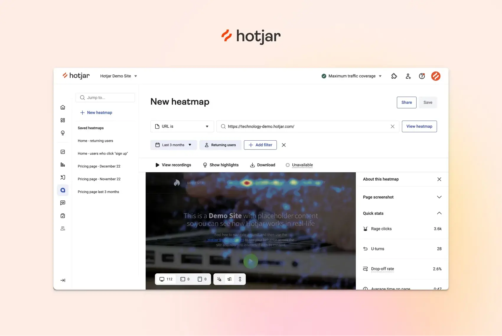 content marketing tools, hotjar for user experience insights