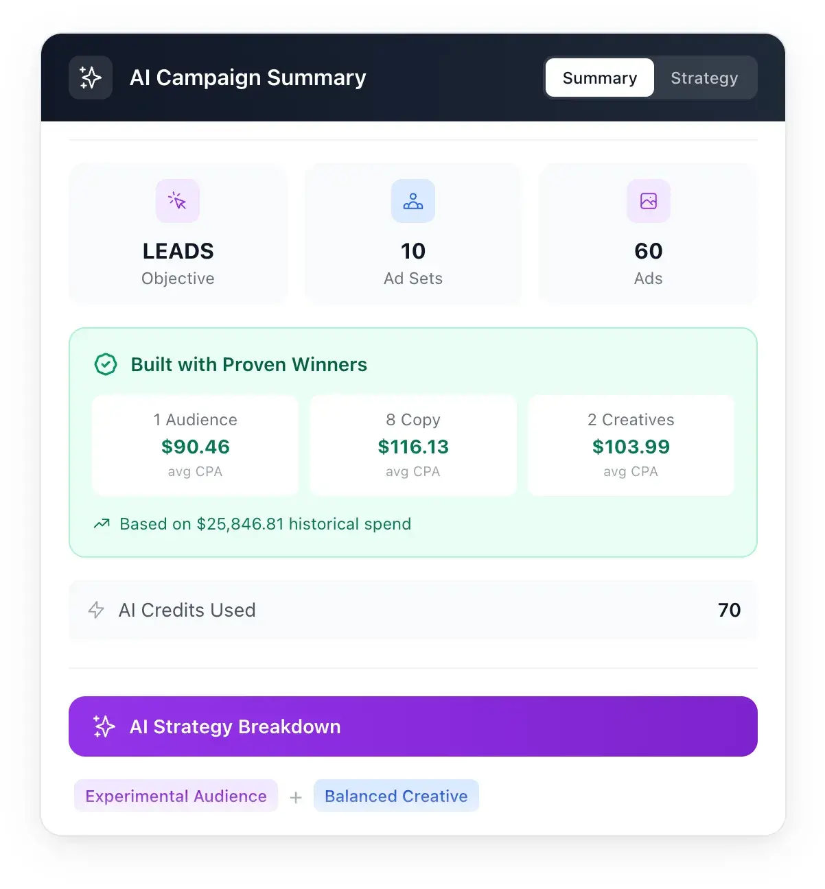 campaign optimization ai campaign summary dashboard from adsrellarai