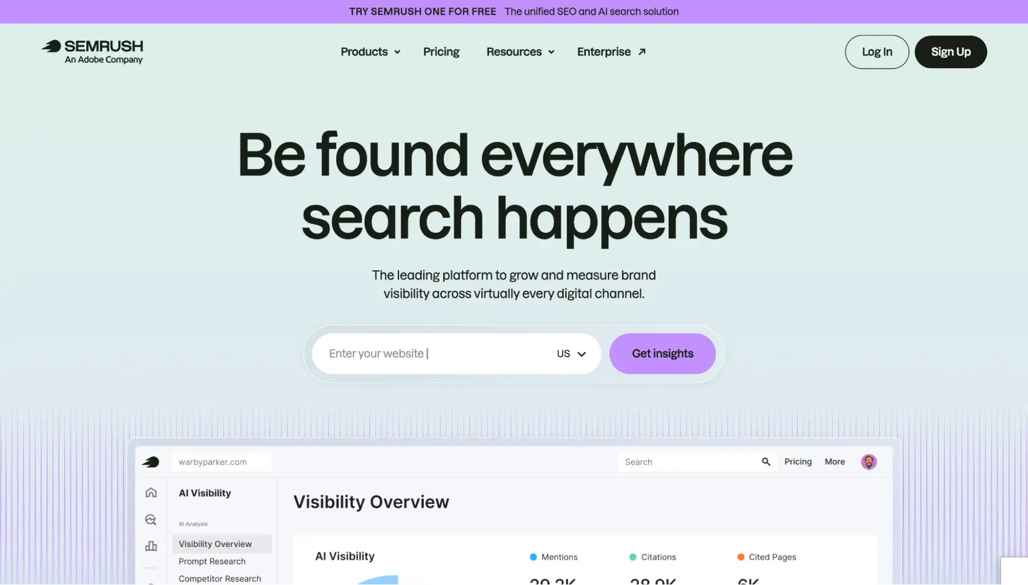Semrush homepage