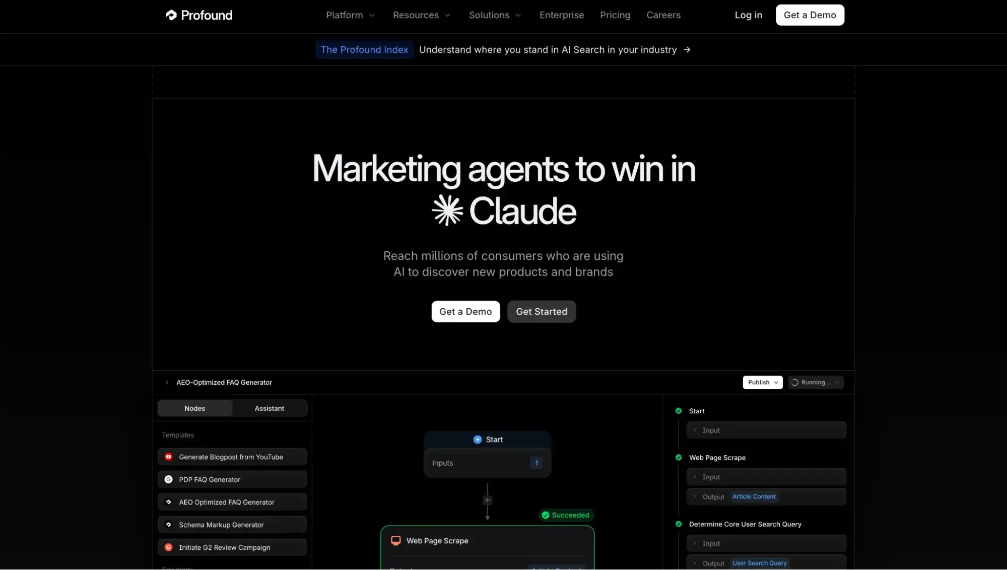 Profound homepage