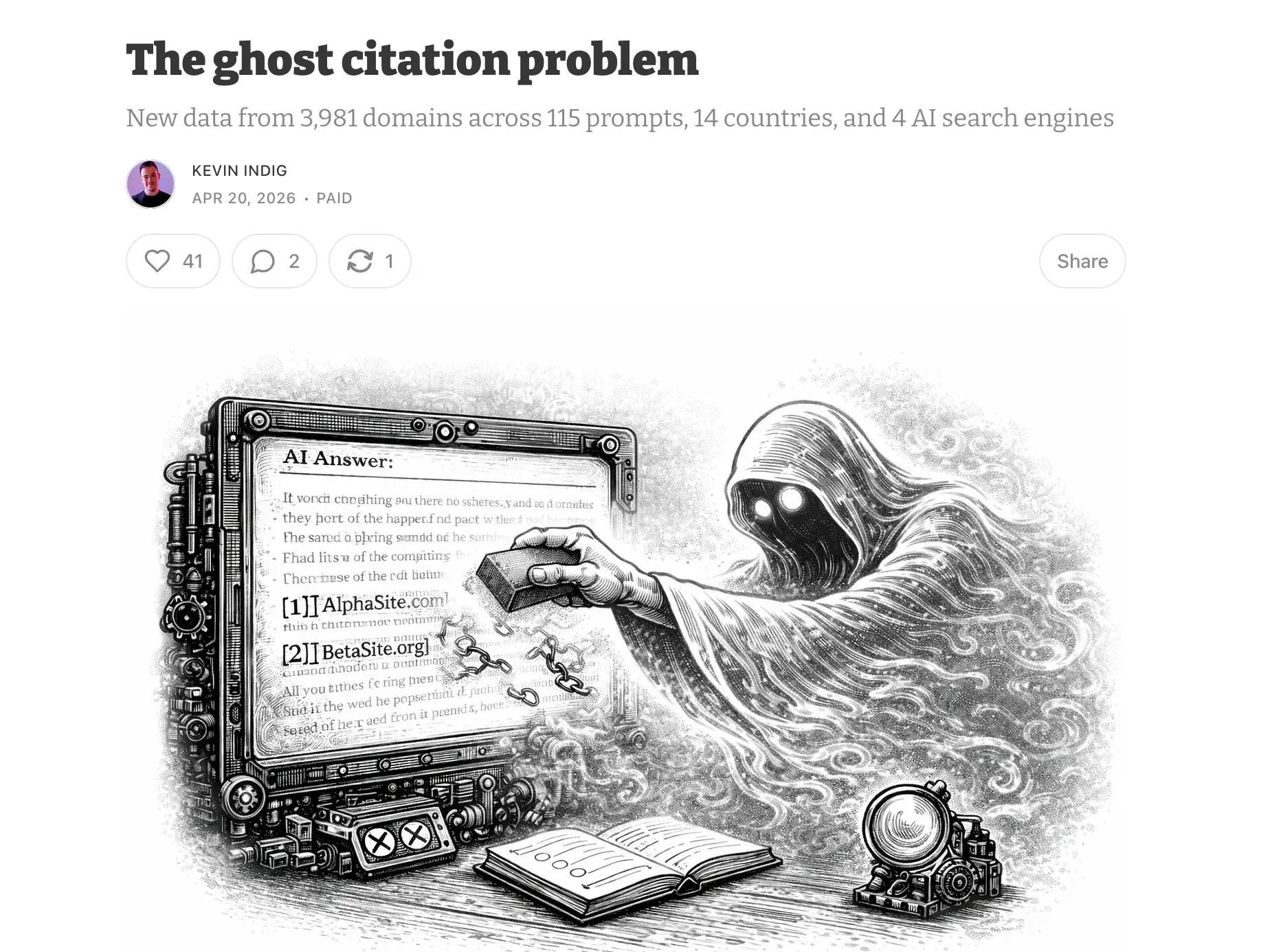 Growth Memo blog post, the ghost citation problem