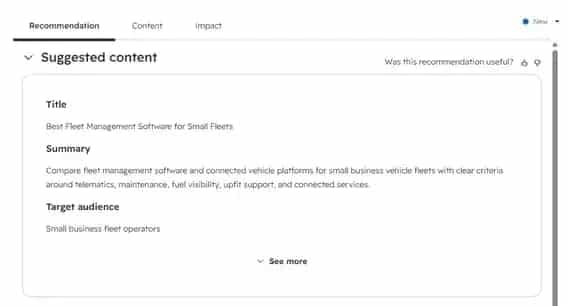 HubSpot AEO Recommendations