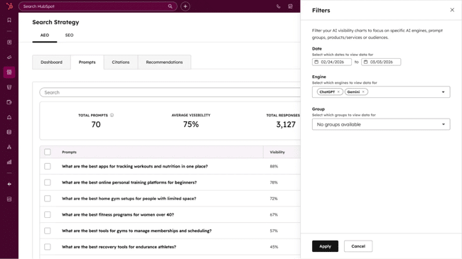AEO for demand generation teams, HubSpot AEO prompt tracking